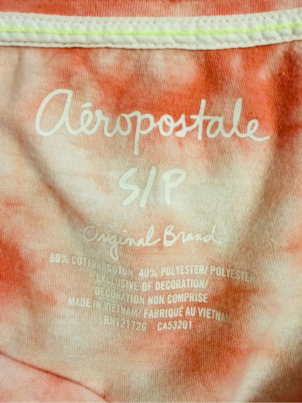 Aeropostale Coral Y2K Tie-Dye Crop Oversized Soft Short Sleeve Pocket Tee - Picture 2 of 8